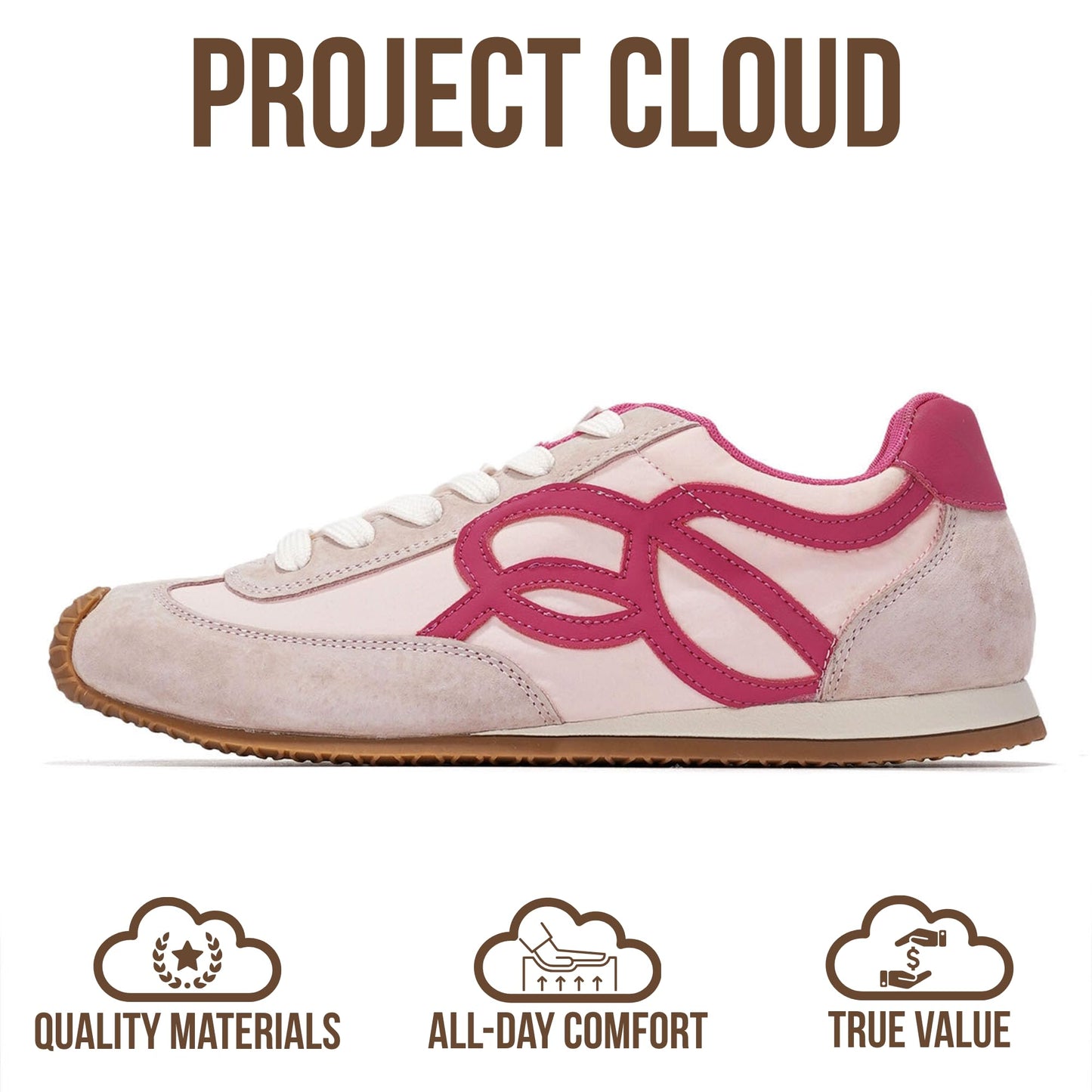 Project Cloud Womens Shoes with Leather Memory Foam Insole Trendy Sneakers for Women - Lightweight & Non-Slip Womens Sneakers Walking Shoes for Women Footwear (Lowy)