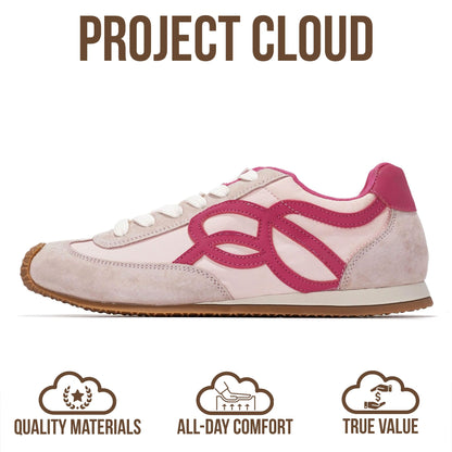 Project Cloud Womens Shoes with Leather Memory Foam Insole Trendy Sneakers for Women - Lightweight & Non-Slip Womens Sneakers Walking Shoes for Women Footwear (Lowy)