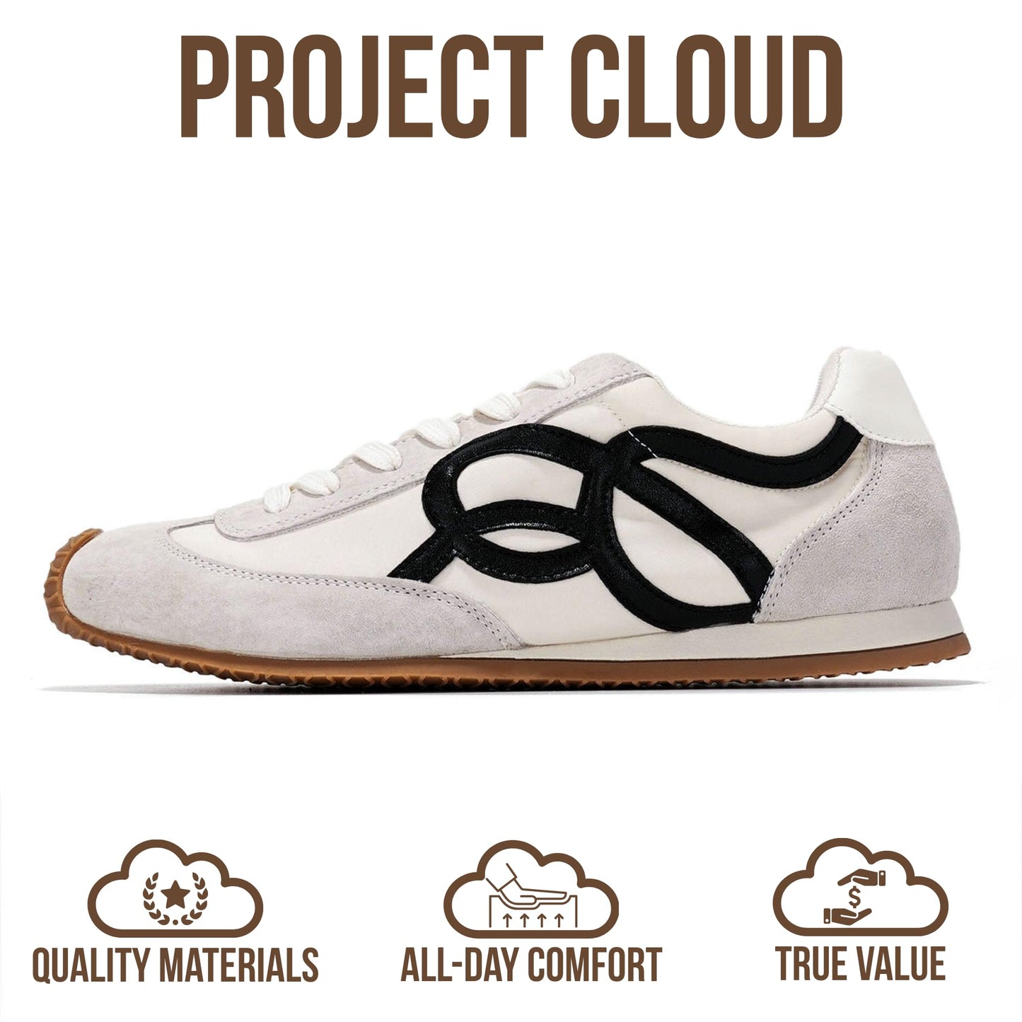 Project Cloud Womens Shoes with Leather Memory Foam Insole Trendy Sneakers for Women - Lightweight & Non-Slip Womens Sneakers Walking Shoes for Women Footwear (Lowy)