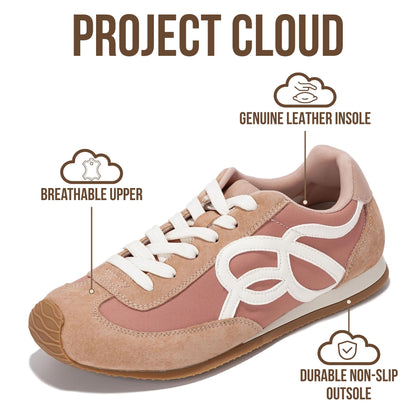 Project Cloud Womens Shoes with Leather Memory Foam Insole Trendy Sneakers for Women - Lightweight & Non-Slip Womens Sneakers Walking Shoes for Women Footwear (Lowy)