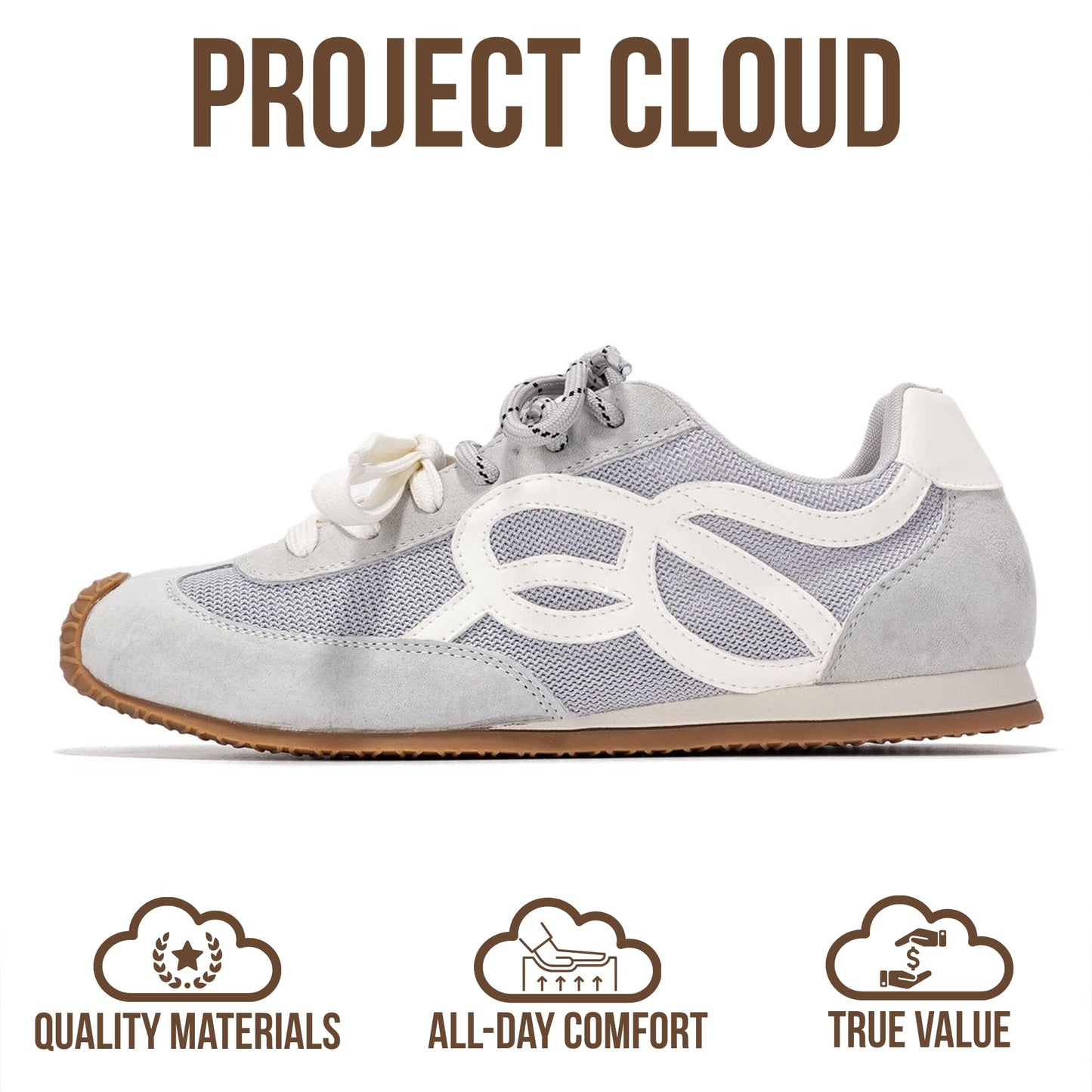 Project Cloud Womens Shoes with Leather Memory Foam Insole Trendy Sneakers for Women - Lightweight & Non-Slip Womens Sneakers Walking Shoes for Women Footwear (Lowy)