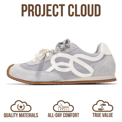 Project Cloud Womens Shoes with Leather Memory Foam Insole Trendy Sneakers for Women - Lightweight & Non-Slip Womens Sneakers Walking Shoes for Women Footwear (Lowy)
