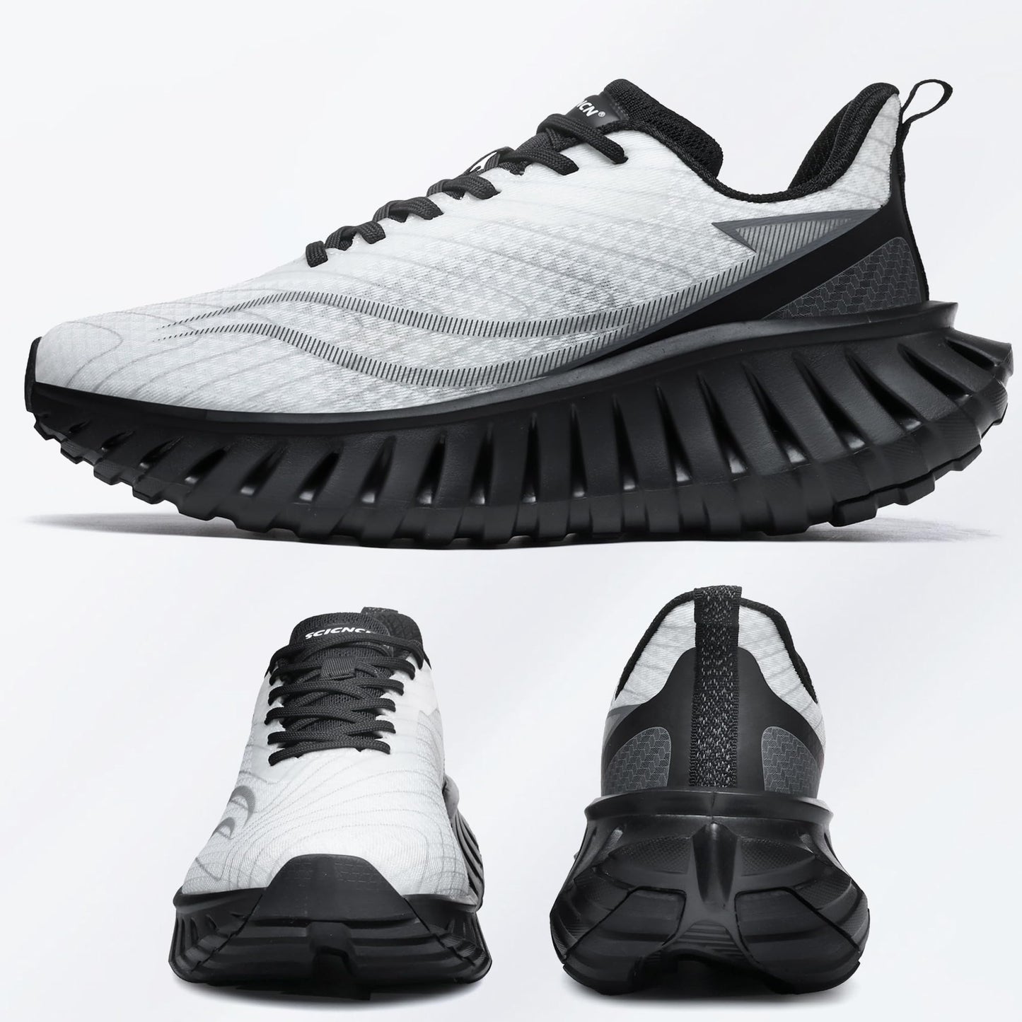Men's Walking Running Shoes Lightweight Hollow Outsole for Shock Absorption High Rebounce Soft Insole Breathable Mesh Upper Non-Slip Sneakers for Jogging Gym Walking Athletic Workout
