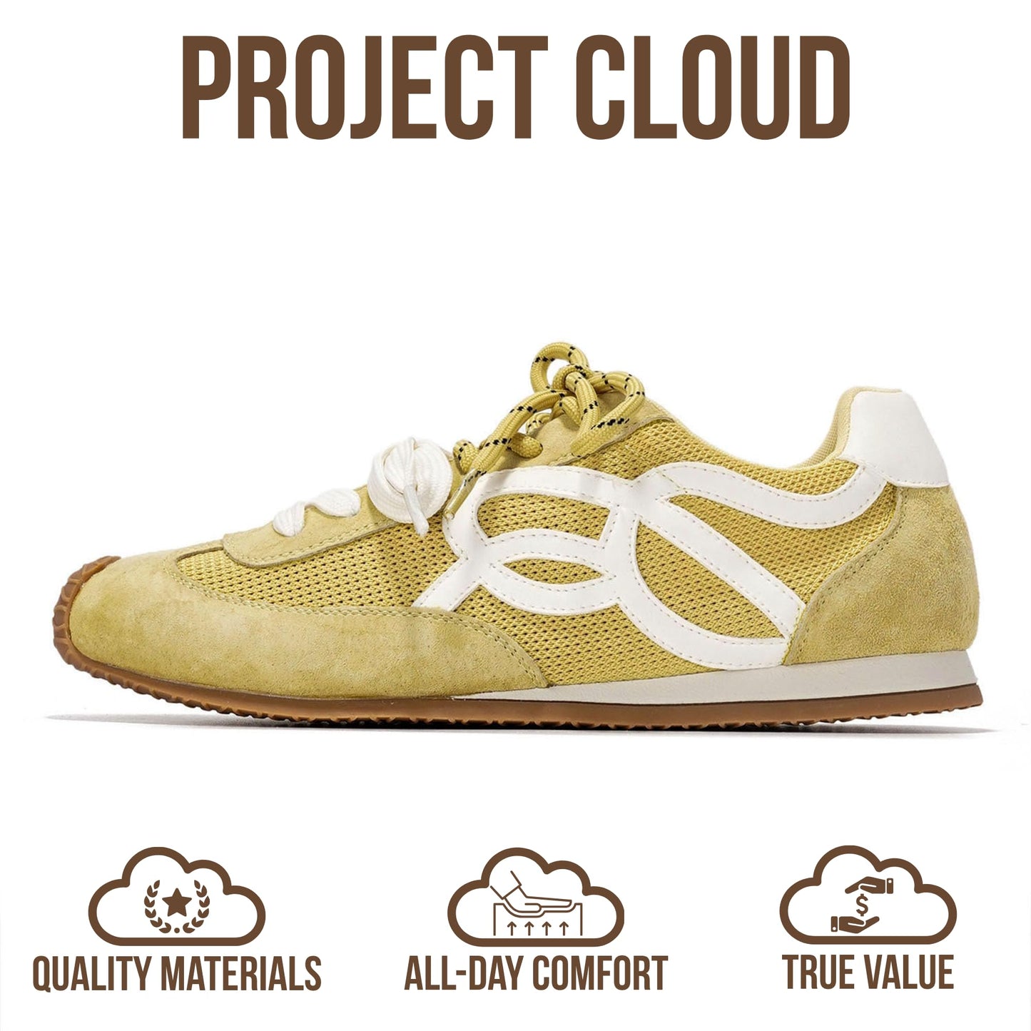 Project Cloud Womens Shoes with Leather Memory Foam Insole Trendy Sneakers for Women - Lightweight & Non-Slip Womens Sneakers Walking Shoes for Women Footwear (Lowy)