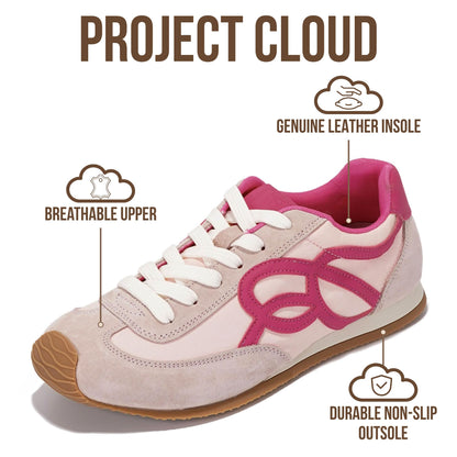 Project Cloud Womens Shoes with Leather Memory Foam Insole Trendy Sneakers for Women - Lightweight & Non-Slip Womens Sneakers Walking Shoes for Women Footwear (Lowy)