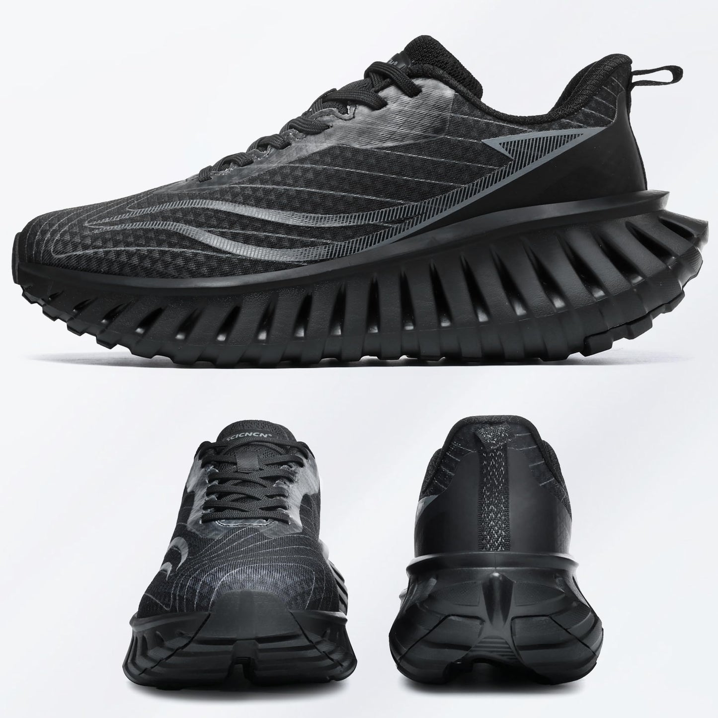 Men's Walking Running Shoes Lightweight Hollow Outsole for Shock Absorption High Rebounce Soft Insole Breathable Mesh Upper Non-Slip Sneakers for Jogging Gym Walking Athletic Workout