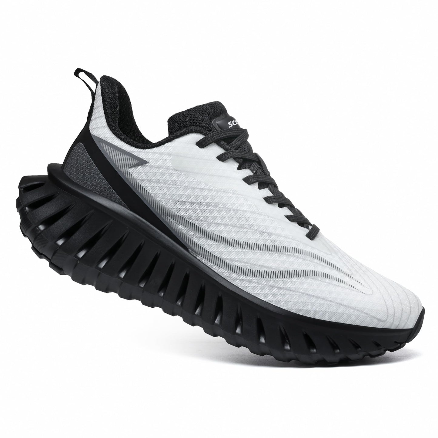 Men's Walking Running Shoes Lightweight Hollow Outsole for Shock Absorption High Rebounce Soft Insole Breathable Mesh Upper Non-Slip Sneakers for Jogging Gym Walking Athletic Workout