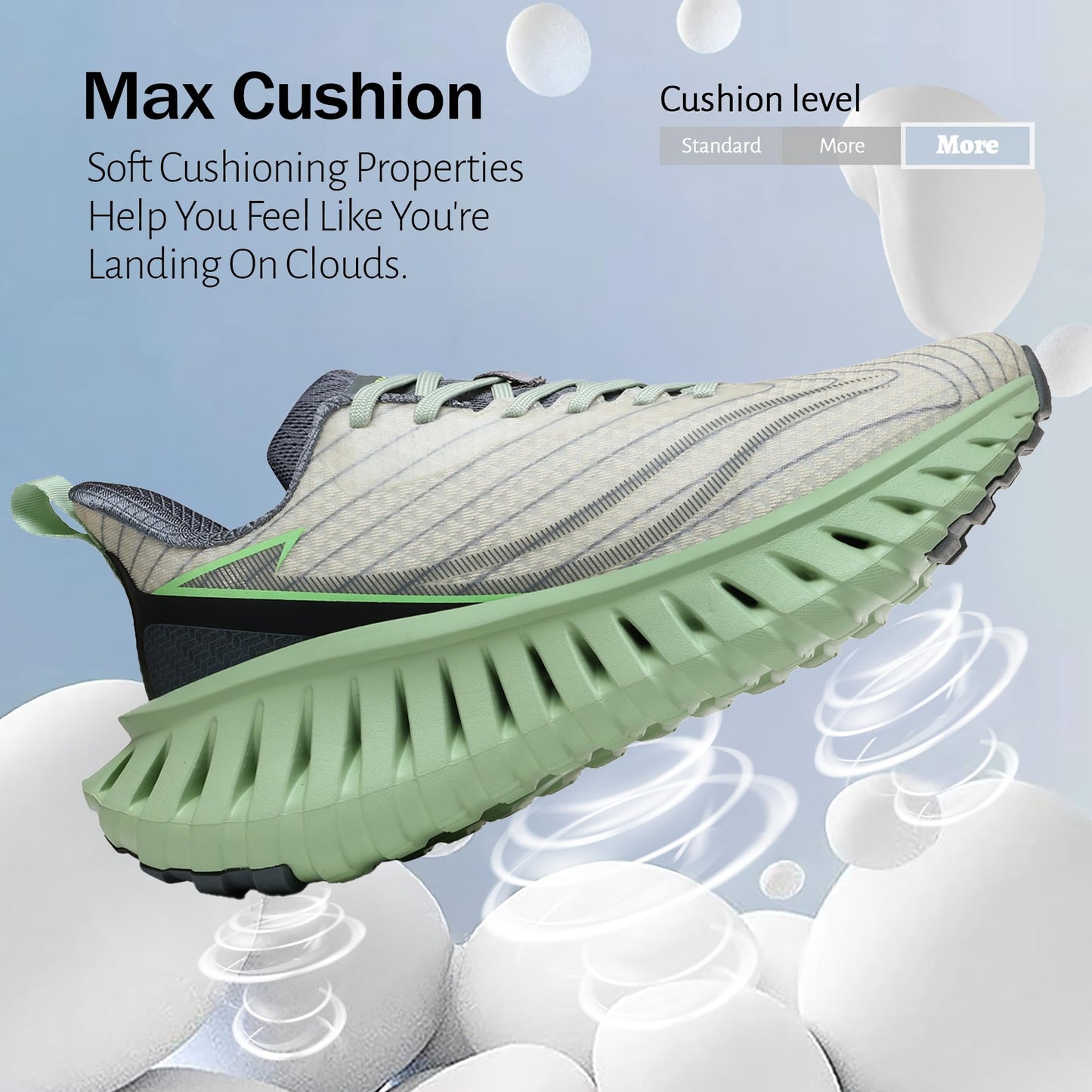 Men's Walking Running Shoes Lightweight Hollow Outsole for Shock Absorption High Rebounce Soft Insole Breathable Mesh Upper Non-Slip Sneakers for Jogging Gym Walking Athletic Workout