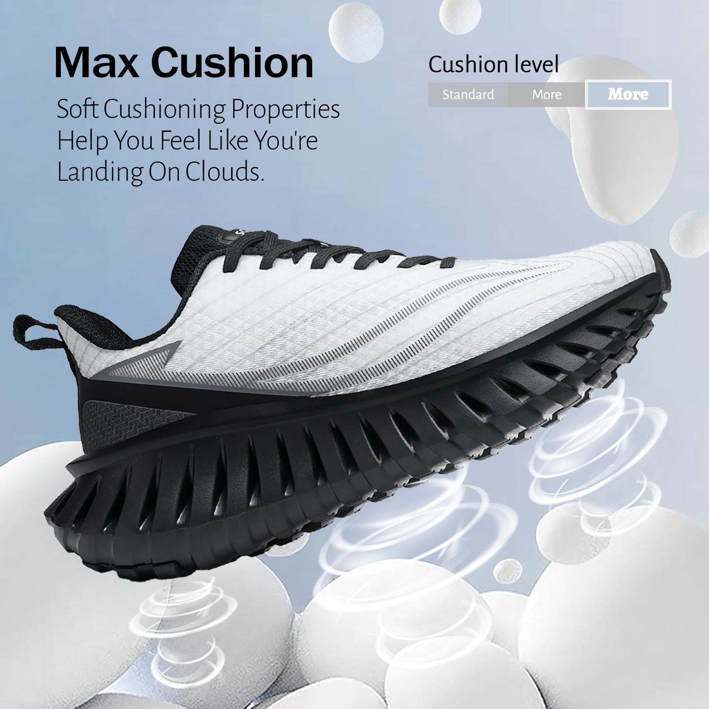 Men's Walking Running Shoes Lightweight Hollow Outsole for Shock Absorption High Rebounce Soft Insole Breathable Mesh Upper Non-Slip Sneakers for Jogging Gym Walking Athletic Workout