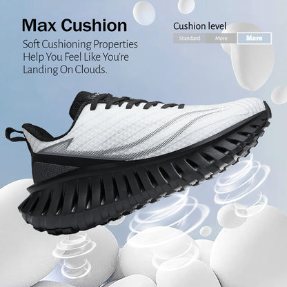 Men's Walking Running Shoes Lightweight Hollow Outsole for Shock Absorption High Rebounce Soft Insole Breathable Mesh Upper Non-Slip Sneakers for Jogging Gym Walking Athletic Workout