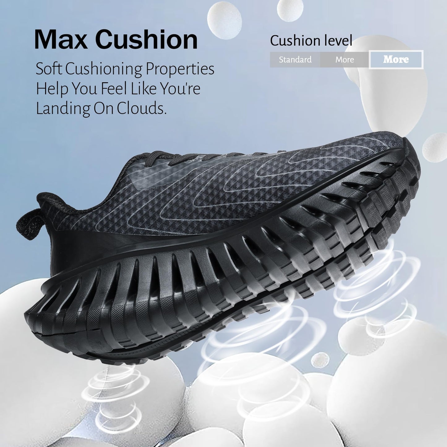 Men's Walking Running Shoes Lightweight Hollow Outsole for Shock Absorption High Rebounce Soft Insole Breathable Mesh Upper Non-Slip Sneakers for Jogging Gym Walking Athletic Workout