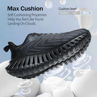Men's Walking Running Shoes Lightweight Hollow Outsole for Shock Absorption High Rebounce Soft Insole Breathable Mesh Upper Non-Slip Sneakers for Jogging Gym Walking Athletic Workout