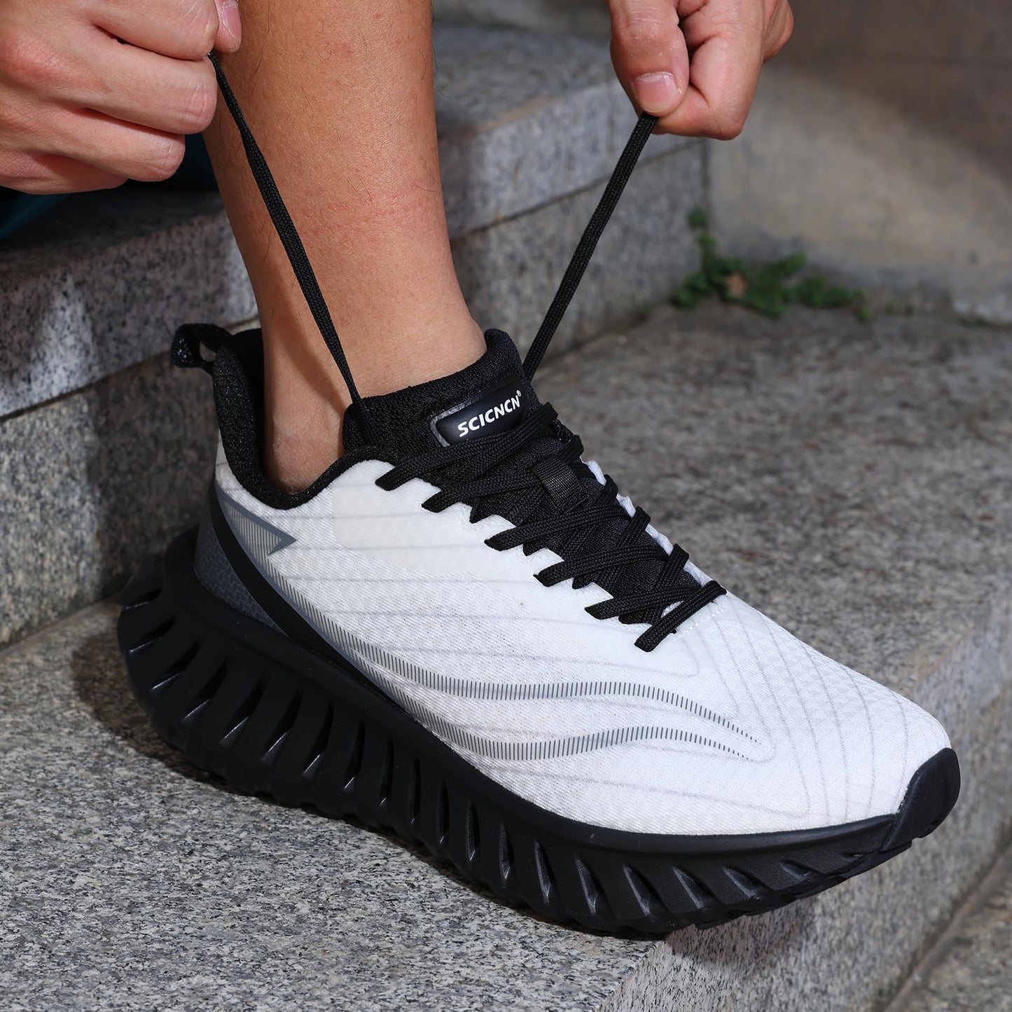 Men's Walking Running Shoes Lightweight Hollow Outsole for Shock Absorption High Rebounce Soft Insole Breathable Mesh Upper Non-Slip Sneakers for Jogging Gym Walking Athletic Workout